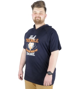 Mode XL Büyük Beden Tshirt Kapşonlu Act now 22128 Lacivert