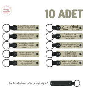 Sütlü Kahve & Siyah, Turnuvalar İçin Üzerine İsim Ve Özel Mesaj Yazılabilen, 10'lu Anahtarlık Set