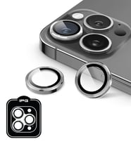 iPhone 15 Pro / Pro Max için IPG ProLENS Kamera Lens Koruyucu Alüminyum CD Çerçeveli, Kırılmaz Cam (Gümüş)