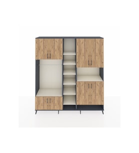 Hyperion Dolap 18 Raflı 8 Kapaklı Tek Askılı 220x44x243 Antrasit-Çam/Aytaşı