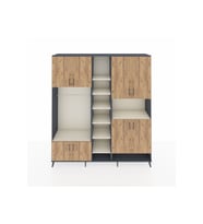 Hyperion Dolap 18 Raflı 8 Kapaklı Tek Askılı 220x44x243 Antrasit-Çam/Aytaşı