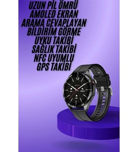 Mey İthalat® Amoled Ekran 3 Kordonlu Akıllı Saat 5.0 Bluetooth Bağlantılı Android İos Uyumlu