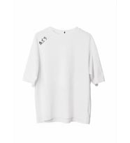 Unisex Bisiklet Yaka Baskılı Oversize T-Shirt - Beyaz