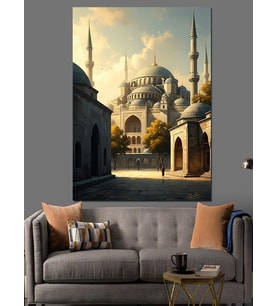 Tarihi Camii Kapısı Ve Avlusu Dekoratif Kanvas - Mdf Ahşap Tablo