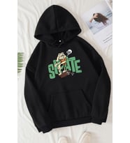 Unisex All Day Rabbit Baskılı Sweatshirt (Siyah)