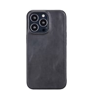 Apple iPhone 13 Pro Uyumlu Deri Arka Kapak ROCK RST1 Siyah (Karışık)