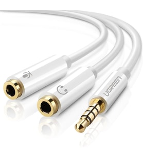 Mikrofon ve Kulaklık Ayırıcı 3.5 mm Y Kablo Beyaz