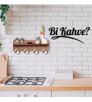 BK Home Doğal Ahşap Raflı Dekoratif Fincan Askılığı ve Bi Kahve Duvar Süsü-5 (Beyaz)