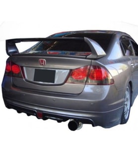 🚘 Honda Civic FD6 Sağdan Çift Çıkış Mugen RR Arka Ek (Plastik)  Sportif & Agresif Difüzör Görünümü (Standart)