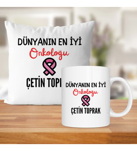 Dünyanın En İyi Onkoloğu Baskılı Kişiye Özel Kupa Bardak Ve Saten Yastık