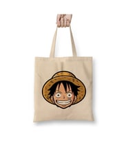 One Piece Hasır Şapkalı Luffy 01 Beyaz Bez Çanta Uzun Saplı Alışveriş Çantası Plaj Çantası