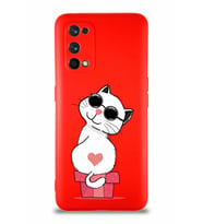 Realme 7 Pro Soft Premier Kapak Coolcat Tasarımlı Silikon Kılıf - Kırmızı (Şeffaf)