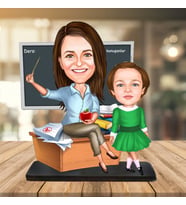 Kişiye Özel Karikatür Biblo ÖĞRETMEN ÖĞRENCİ