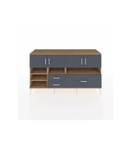 Kronos Konsol 8 Raflı 3 Çekmeceli 4 Kapaklı 176x59x99 Çam-Antrasit