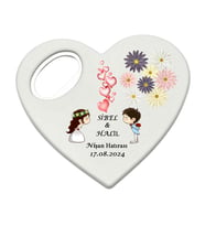 Düğün Nikah Nişan Kına Organizasyonları için Kişiye Özel Kalp Magnet Açacak (A.Ekru)