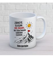 Kişiye Özel Zirveye Ulaşan Her Başarı Baskılı Kupa – Zirve ve Bayrak Temalı Öğretmen Kupası