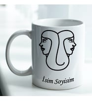 Kişiye Özel İsim ve Fotoğraf Baskılı İkizler Burçlu Kupa Bardak No:006