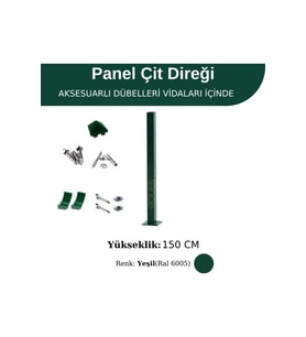Profil Direk 150 Cm - Çim Çit Direği Panel Çit Direği 2 Adet (Yeşil)