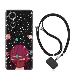 Huawei Nova Y70 Y90 Nova 9 SE  Kılıf Boyun Askılı Silikon Space Woman 1311