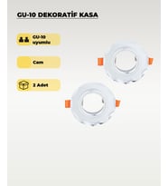GU10 Uyumlu Şeffaf Cam Spot Kasa (2’li Set) – Dekoratif Gömme Tavan Uyumlu