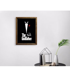 BK Home Godfather Baba Tasarımlı Doğal Masif Ahşap Çerçeveli Tablo 45x65cm-25