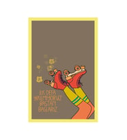 İlk Defa Yıkılmıyoruz, Baştan Başlarız – Motivasyon Temalı Hediye Not Kartı & Kartpostal  10x15 Cm (Turuncu-Sarı-Kahverengi-Beyaz)