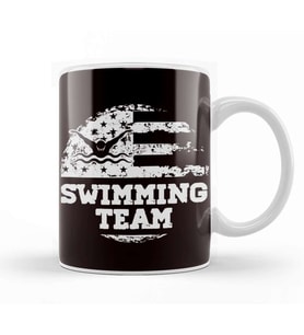 Swimming Team American US Flag Swimmer Swim Athlete Coach Kupa Bardak Porselen