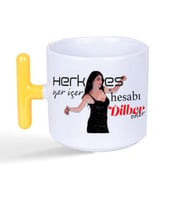 Herkes Yer İçer Hesabı Dilber Öder Baskılı Sarı Kulplu T Kupa