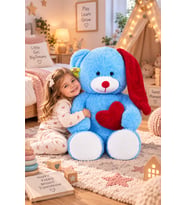 Pandamke Kalp Tutan Şapkalı Tatlı Rüyalar Ayıcık 80 cm (Mavi)