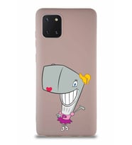 Samsung Galaxy Note 10 Lite Soft Premier Kapak Pearl Yengeç Tasarımlı Silikon Kılıf - Pudra (Şeffaf)