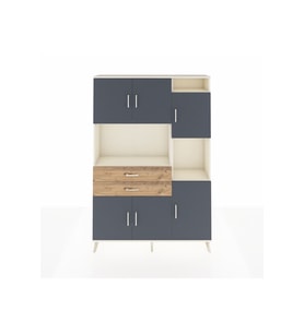 Arges Dolap 9 Raflı 2 Çekmeceli 6 Kapaklı 132x30x195 Aytaşı-Antrasit/Çam