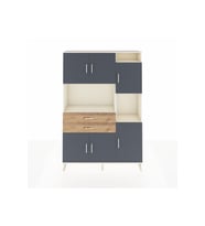 Arges Dolap 9 Raflı 2 Çekmeceli 6 Kapaklı 132x30x195 Aytaşı-Antrasit/Çam