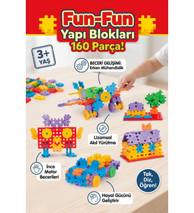 Fun-Fun 160+ Parça Eğitici Yapı Blokları Seti - 3 Yaş+ Okul Öncesi Yaratıcı Oyuncak, Motor Becerileri Geliştiren STEM Bloklar
