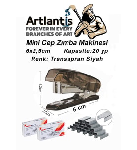 Mini Cep Zımba Makinesi 24/6 Siyah Std S3T 1 Adet Noki 24/6 Zımba Teli 2 Paket Öğrenci Okul Büro