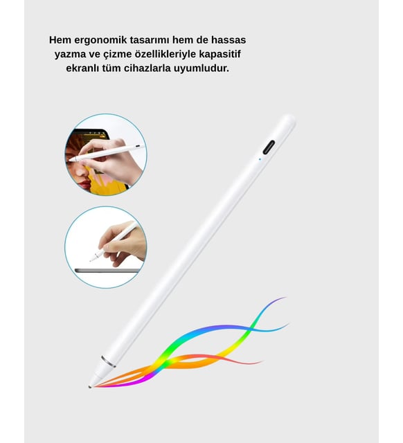 Akıllı Dokunmatik Kalem - Type-C Şarjlı, Manyetik, Apple Pencil