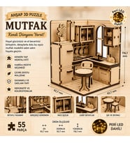 Mutfak Ahşap Maket Seti – DIY Miniatür Retro Mutfak Peri LED'li 3D Puzzle