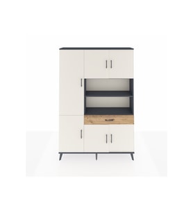 Arges Dolap 10 Raflı Tek Çekmeceli 6 Kapaklı 132x30x195 Antrasit-Aytaşı/Çam