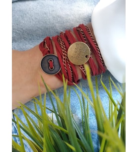 Never Give Up Süet Wrap Bileklik