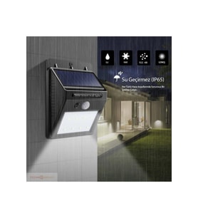 Güneş Enerjili Solar Dış Mekan Lambası - 20 Led Aydınlatmalı - Duvar Tipi