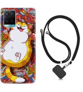 Vivo Y11S Y21S Y20 Y20S Y70 Kılıf Boyun Askılı Silikon Tombul Kedi 1739