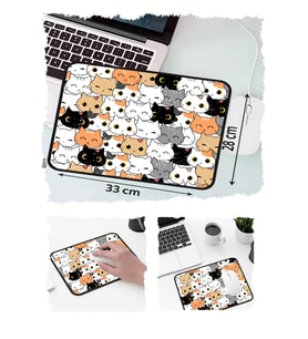 Ponçik Kediler Tasarımlı 33x28 Cm Mousepad Kaymaz Taban Rahat Konforlu Mouse Pad