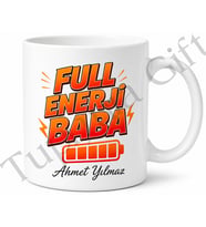 Full Enerji Baba Yazılı Esprili Kupa Bardak Babalar Günü Hediyesi