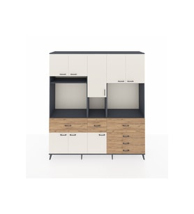 Hyperion Dolap 10 Raflı 6 Çekmeceli 8 Kapaklı 220x44x243 Antrasit-Aytaşı/Çam