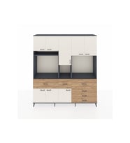 Hyperion Dolap 10 Raflı 6 Çekmeceli 8 Kapaklı 220x44x243 Antrasit-Aytaşı/Çam