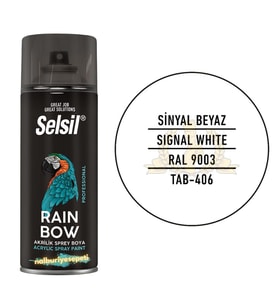 Selsil Rainbow Akrilik Sprey Boya SİNYAL BEYAZ 400 ml. - RAL9003