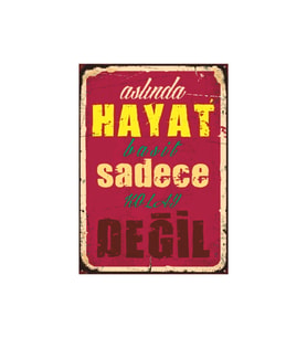 Hayat Basit Sadece Kolay Değil Retro Ahşap Tablo - Minimal Felsefi Yazı Tasarımı