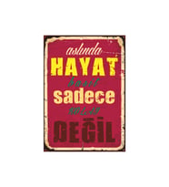 Hayat Basit Sadece Kolay Değil Retro Ahşap Tablo - Minimal Felsefi Yazı Tasarımı
