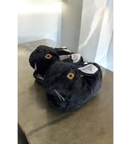 Mergenshoes Unisex Hayvanlı Tavşanlı Panduf (Siyah)