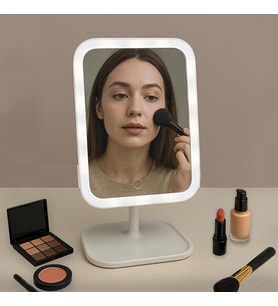 Di̇kdörtgen Led Işıklı Dokunmatik Makyaj Aynası (Soğuk Beyaz)