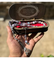 Özel Ahşap Kutulu El Yapımı Resimli Epoksi Tesbih - Manevi Hediye Arayanlara